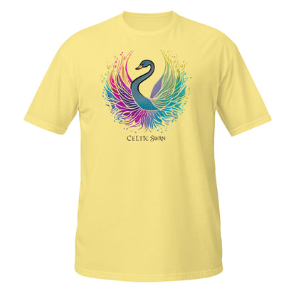 Celtic Swan “Ocean Light” T-Shirt – radiant swan design on cream shirt
