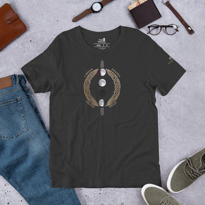 Unisex cotton T-shirt with four moon phases design and Celtic knot circle